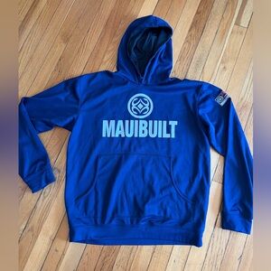 MAUI BUILT Men's Blue Logo Hoodie Sweatshirt Sz. Med. Surf Beach Ocean Culture